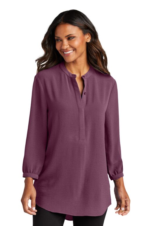 Women's 3/4 Sleeve Textured Crepe Tunic Thumbnail