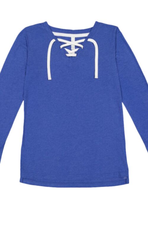 Women's Fine Jersey Lace-Up Long Sleeve T-Shirt Thumbnail