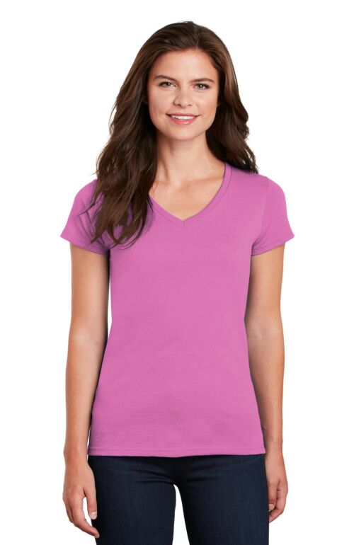 Women's Heavy Cotton 100% Cotton V Neck T Shirt Thumbnail