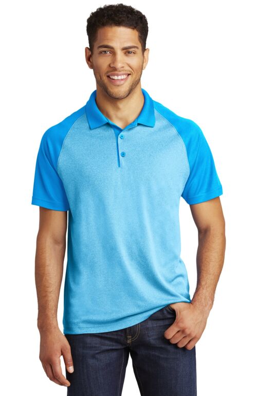 PosiCharge ® RacerMesh ® Raglan Heather Block Polo Thumbnail